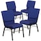 Flash Furniture 18.5"W Church Chair in Navy Blue Fabric, 4PK 4-XU-CH-60096-NVY-DOT-BAS-GG - alternate 1